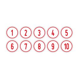 Zahlen-Set 1-10 · rund · rot / weiß