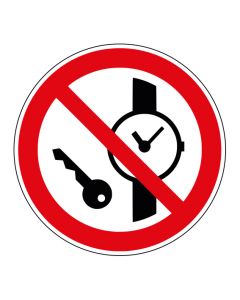 Verbotszeichen Mitführen von Metallteilen oder Uhren verboten · ISO_7010_P008 · Aufkleber | Schild | Magnetschild | Aufkleber stark haftend | Aluminiumschild selbstklebend | Fußbodenaufkleber