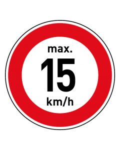 Verkehrszeichen · Aufkleber | Schild | Magnetschild · Zulässige Höchstgeschwindigkeit 15 km/h