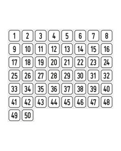 Zahlen-Set "1-50" · viereckig - schwarz / weiß
