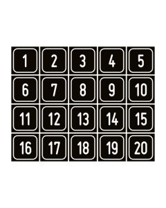 Zahlen-Set "1-20" · viereckig - weiß / schwarz