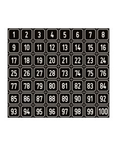 Zahlen-Set "1-100" · viereckig - weiß / schwarz