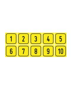 Zahlen-Set "1-10" · viereckig - schwarz / gelb