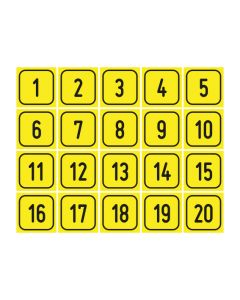 Zahlen-Set "1-20" · viereckig - schwarz / gelb