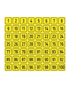 Zahlen-Set "1-100" · viereckig - schwarz / gelb