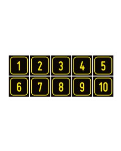 Zahlen-Set "1-10" · viereckig - gelb / schwarz