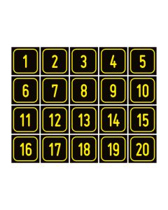 Zahlen-Set "1-20" · viereckig - gelb / schwarz