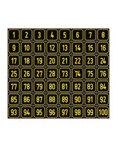Zahlen-Set "1-100" · viereckig - gelb / schwarz