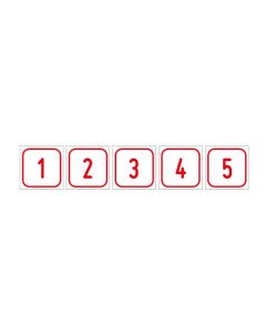 Zahlen-Set "1-5" · viereckig - rot / weiß