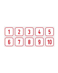 Zahlen-Set "1-10" · viereckig - rot / weiß