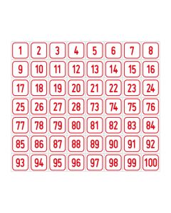 Zahlen-Set "1-100" · viereckig - rot / weiß