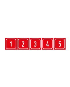 Zahlen-Set "1-5" · viereckig - weiß / rot