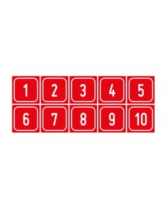 Zahlen-Set "1-10" · viereckig - weiß / rot