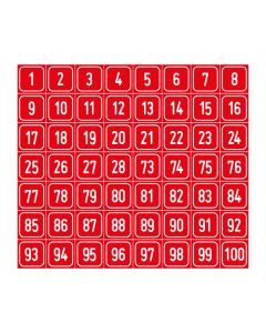 Zahlen-Set "1-100" · viereckig - weiß / rot