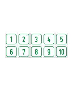 Zahlen-Set "1-10" · viereckig - grün / weiß