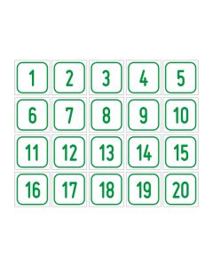 Zahlen-Set "1-20" · viereckig - grün / weiß