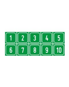 Zahlen-Set "1-10" · viereckig - weiß / grün