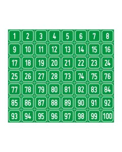 Zahlen-Set "1-100" · viereckig - weiß / grün