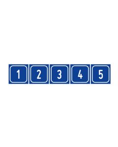 Zahlen-Set "1-5" · viereckig - weiß / blau