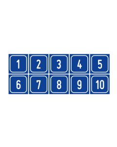 Zahlen-Set "1-10" · viereckig - weiß / blau