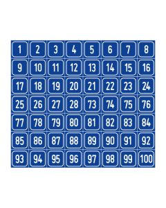 Zahlen-Set "1-100" · viereckig - weiß / blau