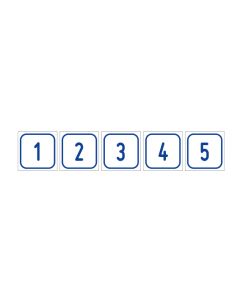 Zahlen-Set "1-5" · viereckig - blau / weiß