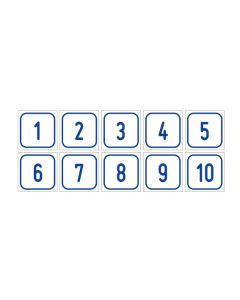 Zahlen-Set "1-10" · viereckig - blau / weiß