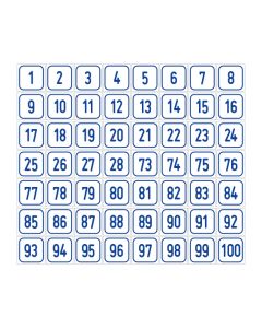 Zahlen-Set "1-100" · viereckig - blau / weiß