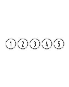 Zahlen-Set "1-5" · rund · schwarz / weiß