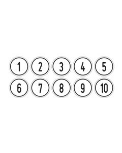 Zahlen-Set "1-10" · rund · schwarz / weiß