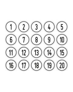 Zahlen-Set "1-20" · rund · schwarz / weiß