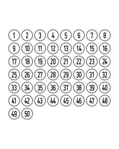 Zahlen-Set "1-50" · rund · schwarz / weiß