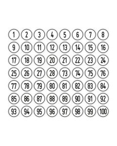 Zahlen-Set "1-100" · rund · schwarz / weiß