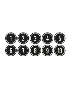 Zahlen-Set "1-10" · rund · weiß / schwarz