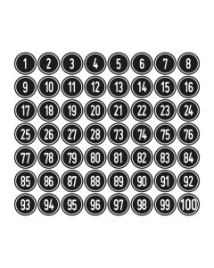Zahlen-Set "1-100" · rund · weiß / schwarz