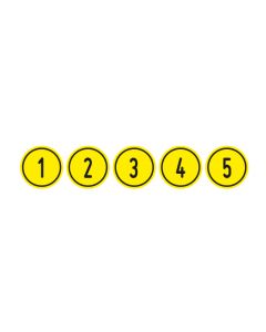 Zahlen-Set "1-5" · rund · schwarz / gelb