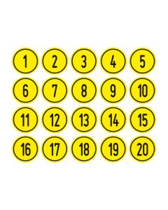 Zahlen-Set "1-20" · rund · schwarz / gelb