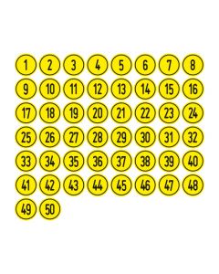 Zahlen-Set "1-50" · rund · schwarz / gelb