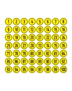 Zahlen-Set "1-100" · rund · schwarz / gelb