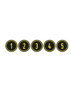 Zahlen-Set "1-5" · rund · gelb / schwarz