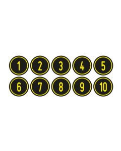 Zahlen-Set "1-10" · rund · gelb / schwarz