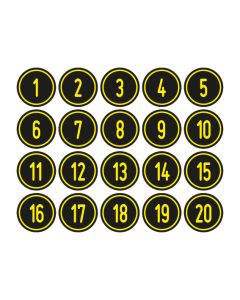 Zahlen-Set "1-20" · rund · gelb / schwarz