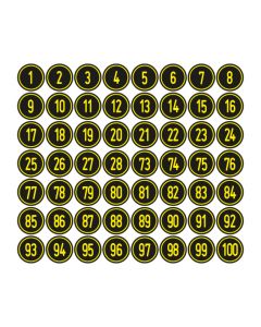 Zahlen-Set "1-100" · rund · gelb / schwarz