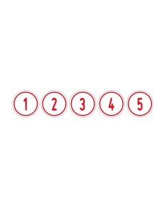 Zahlen-Set "1-5" · rund · rot / weiß