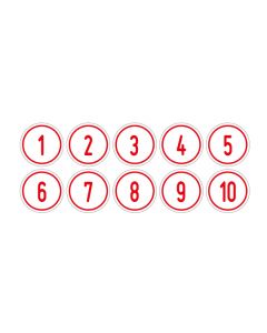 Zahlen-Set "1-10" · rund · rot / weiß