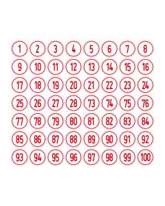 Zahlen-Set "1-100" · rund · rot / weiß