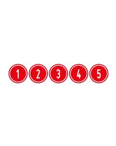 Zahlen-Set "1-5" · rund · weiß / rot