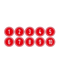 Zahlen-Set "1-10" · rund · weiß / rot