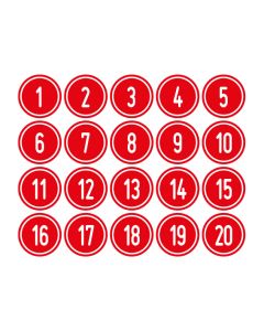 Zahlen-Set "1-20" · rund · weiß / rot