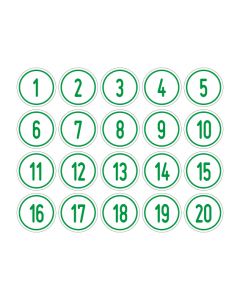 Zahlen-Set "1-20" · rund · grün / weiß